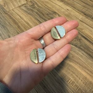 Gold and Silver Half-Moon Earrings